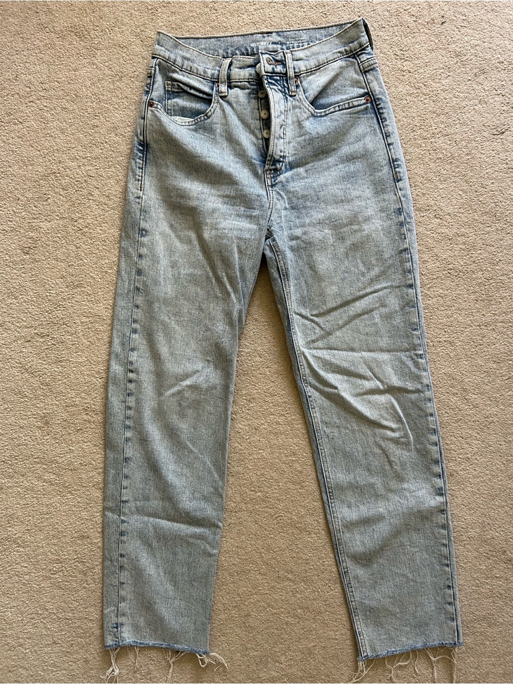 Old Navy Light Blue Extra High-Rise sky-Hi Straight Leg Jeans Secret Slim Pocket